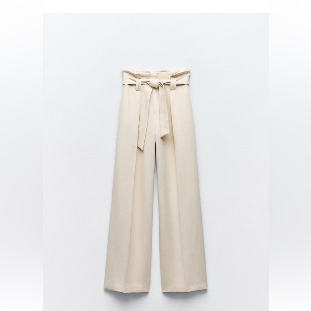 zara belted paper bag pants